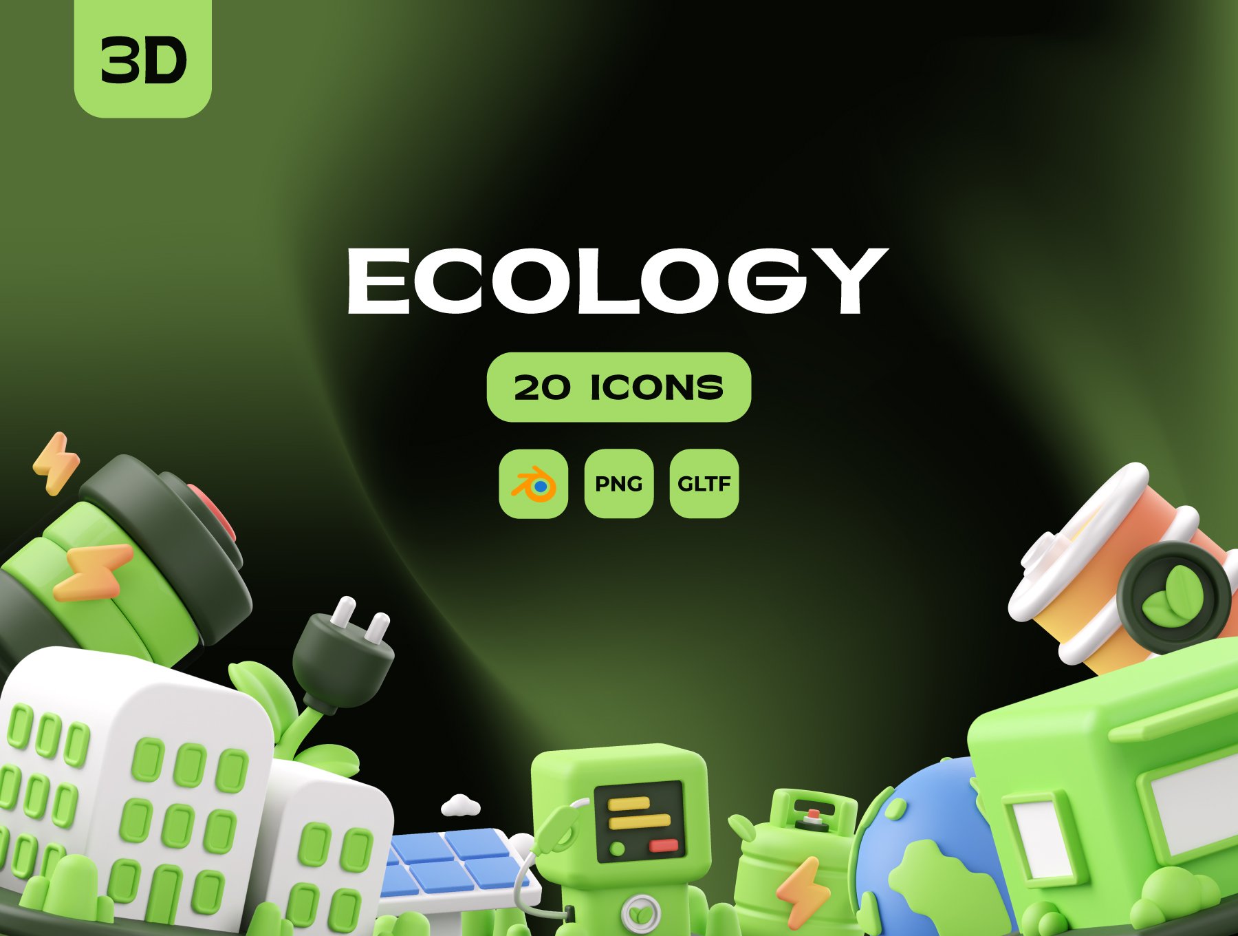 生态学3D插图 Ecology 3D Illustration blender, figma格式-3D/图标-到位啦UI